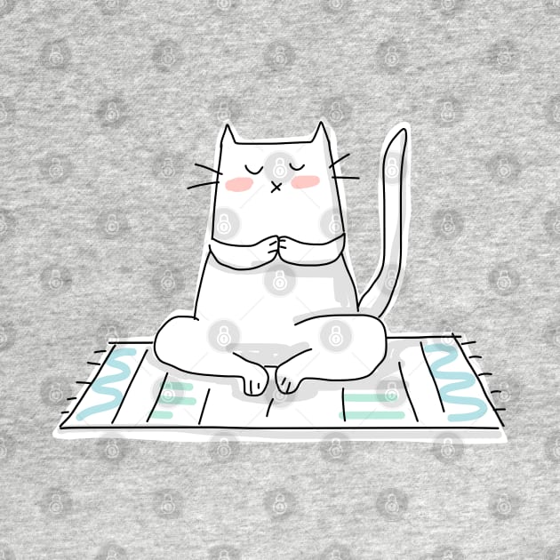 Zen Cat Doing Yoga by HappyCatPrints